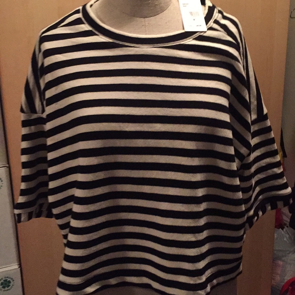 Splendid black cream stripe top